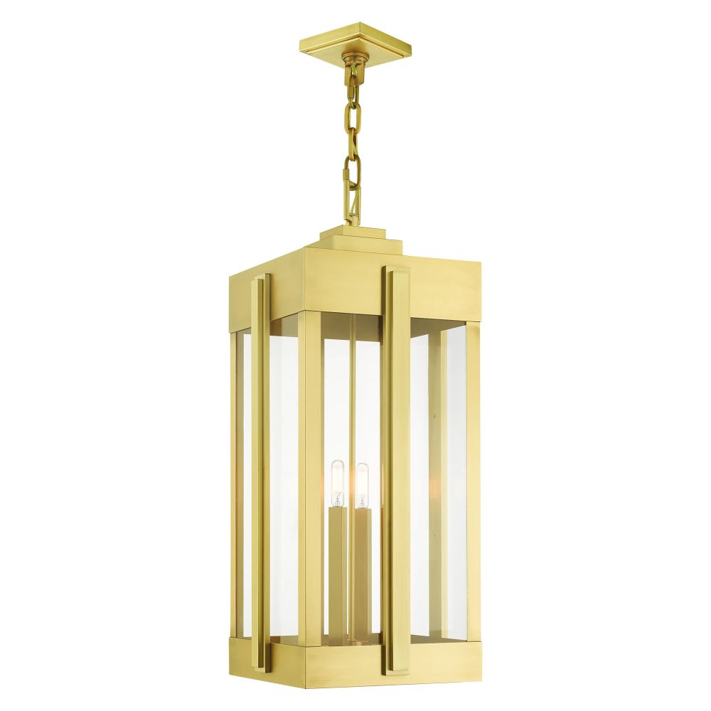 Livex Lighting 27720-08 Outdoor Pendant Lantern in Natural Brass