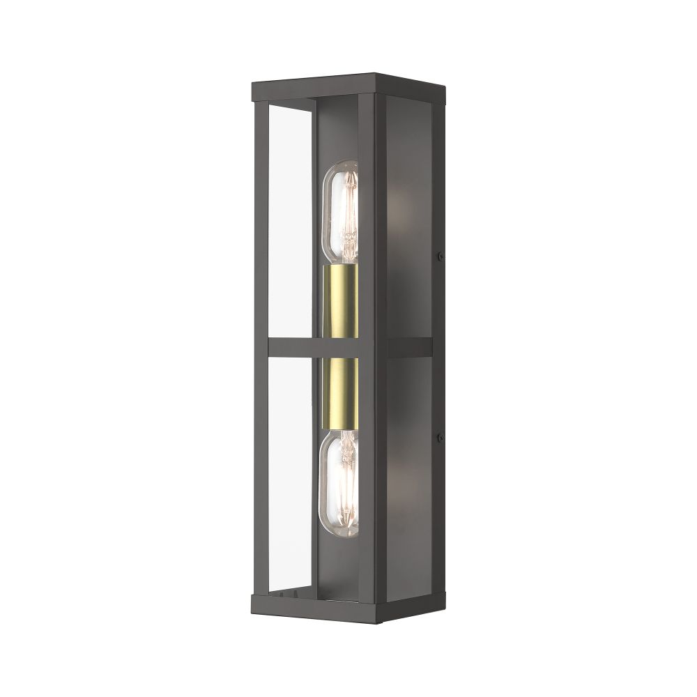 Livex Lighting 28033-07 1 Light Bronze Outdoor ADA Wall Lantern with Antique Gold Finish Accents