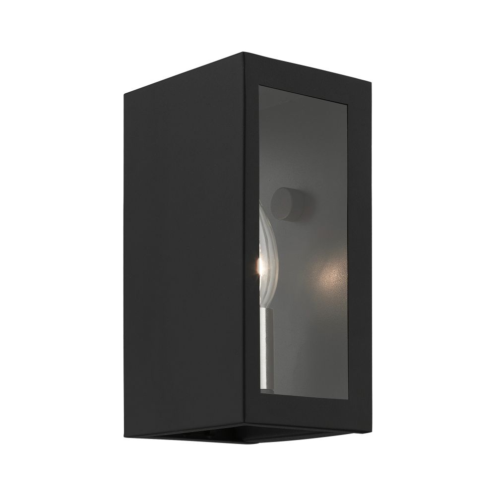 Livex Lighting 29121-14 1 Light Textured Black with Brushed Nickel Candles Outdoor ADA Small Sconce