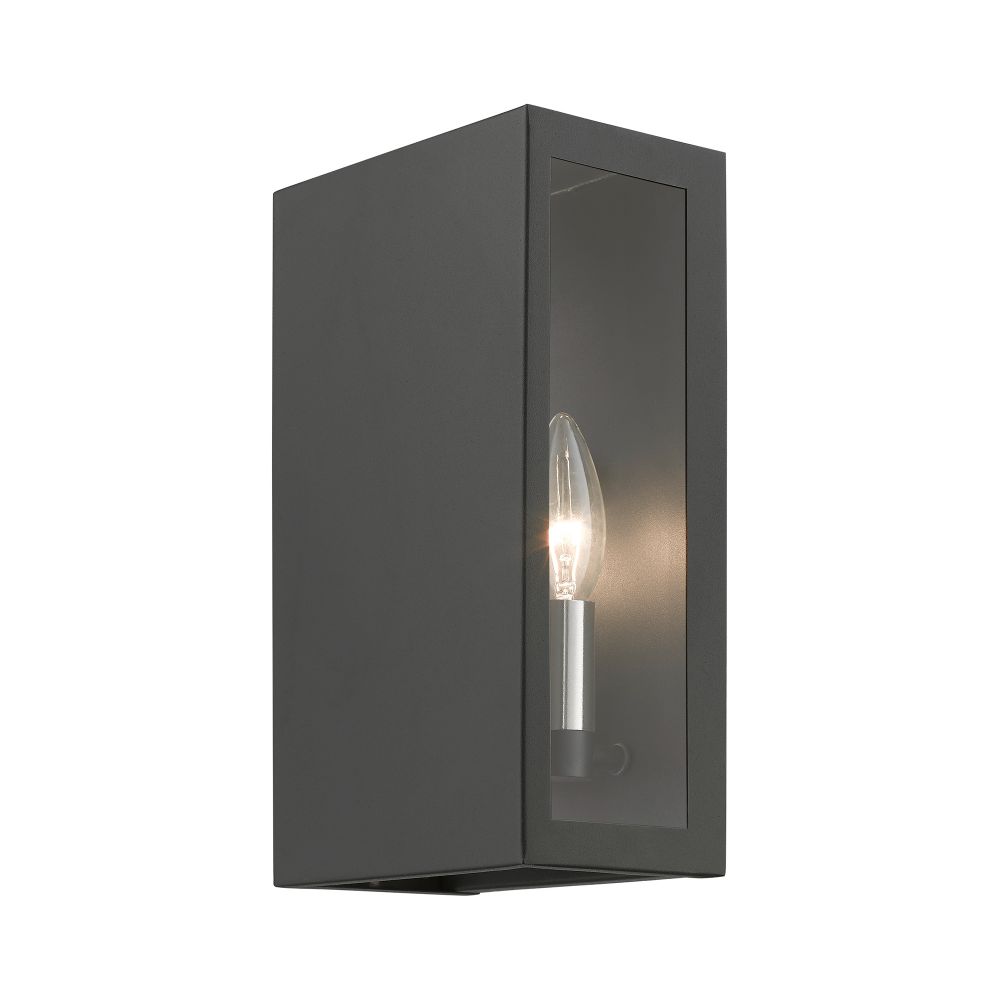 Livex Lighting 29122-14 2 Light Textured Black with Brushed Nickel Candles Outdoor ADA Medium Sconce