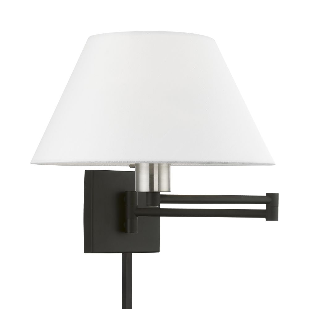 Livex Lighting 40039-04 1 Light Black with Brushed Nickel Accent Swing Arm Wall Lamp