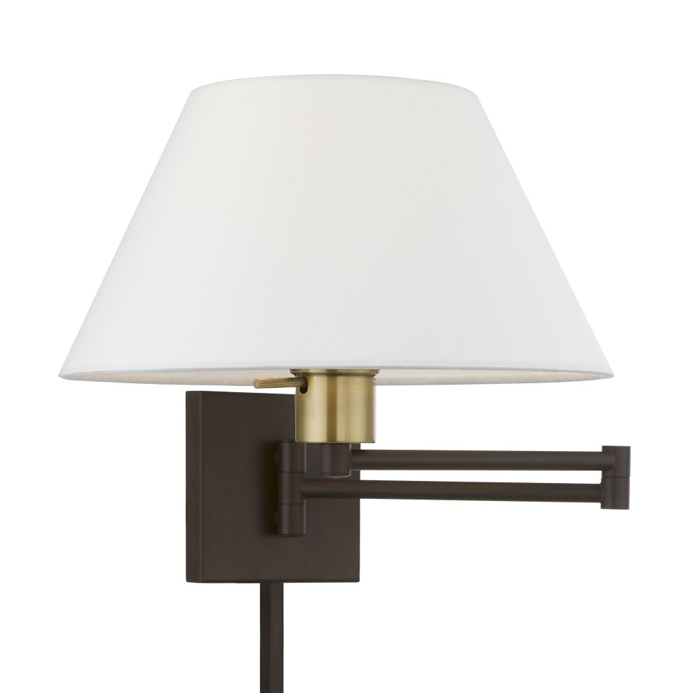 Livex Lighting 40039-07 1 Light Bronze with Antique Brass Accent Swing Arm Wall Lamp