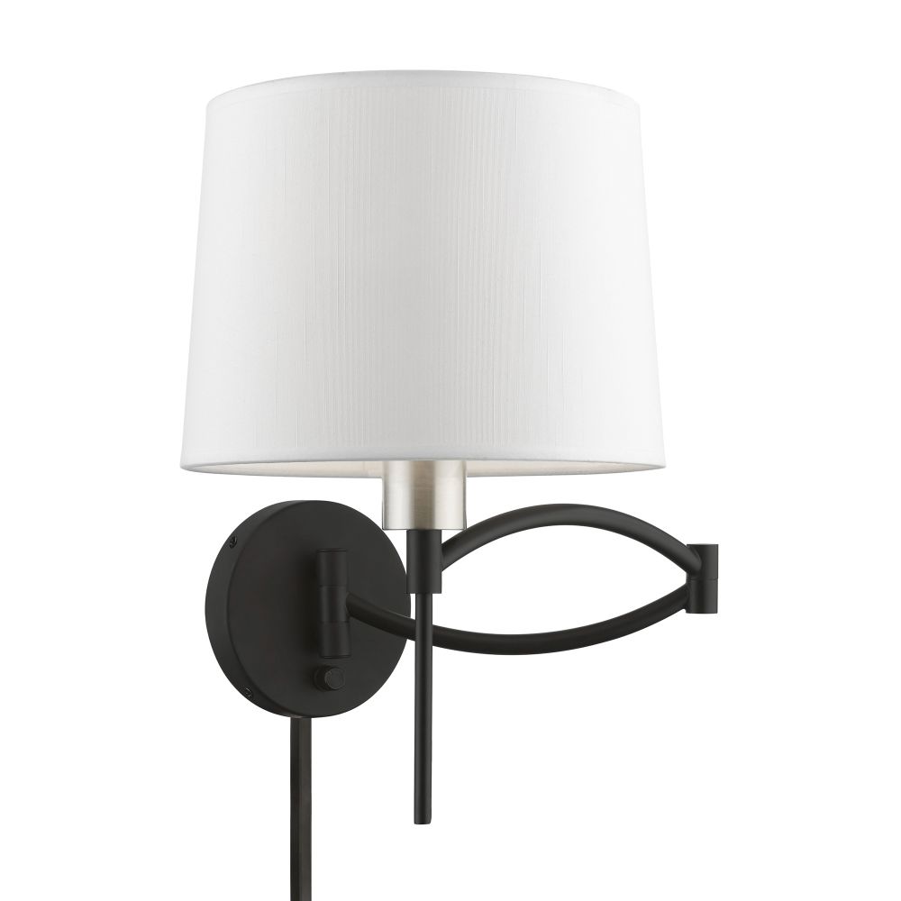 Livex Lighting 40044-04 1 Light Black with Brushed Nickel Accent Swing Arm Wall Lamp