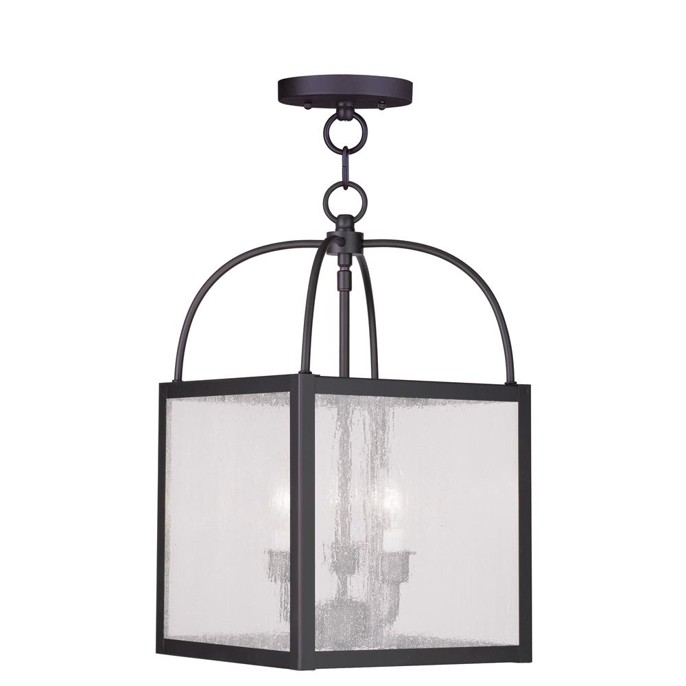 Livex Lighting 4055 Milford Clear Glass Foyer Pendant with 3 Lights in Bronze