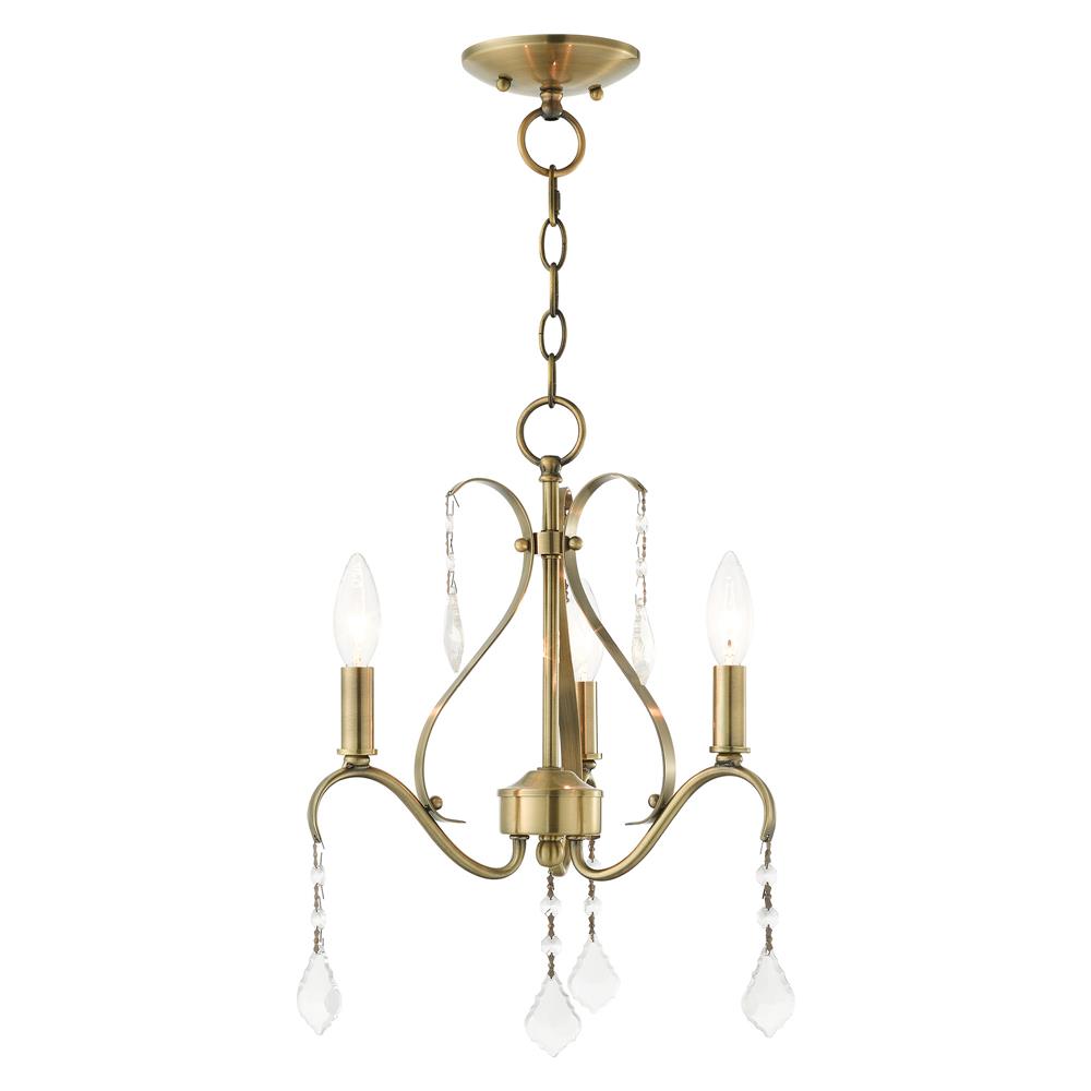 Livex Lighting 40843-01 Caterina Chandelier in Antique Brass with Clear Crystals