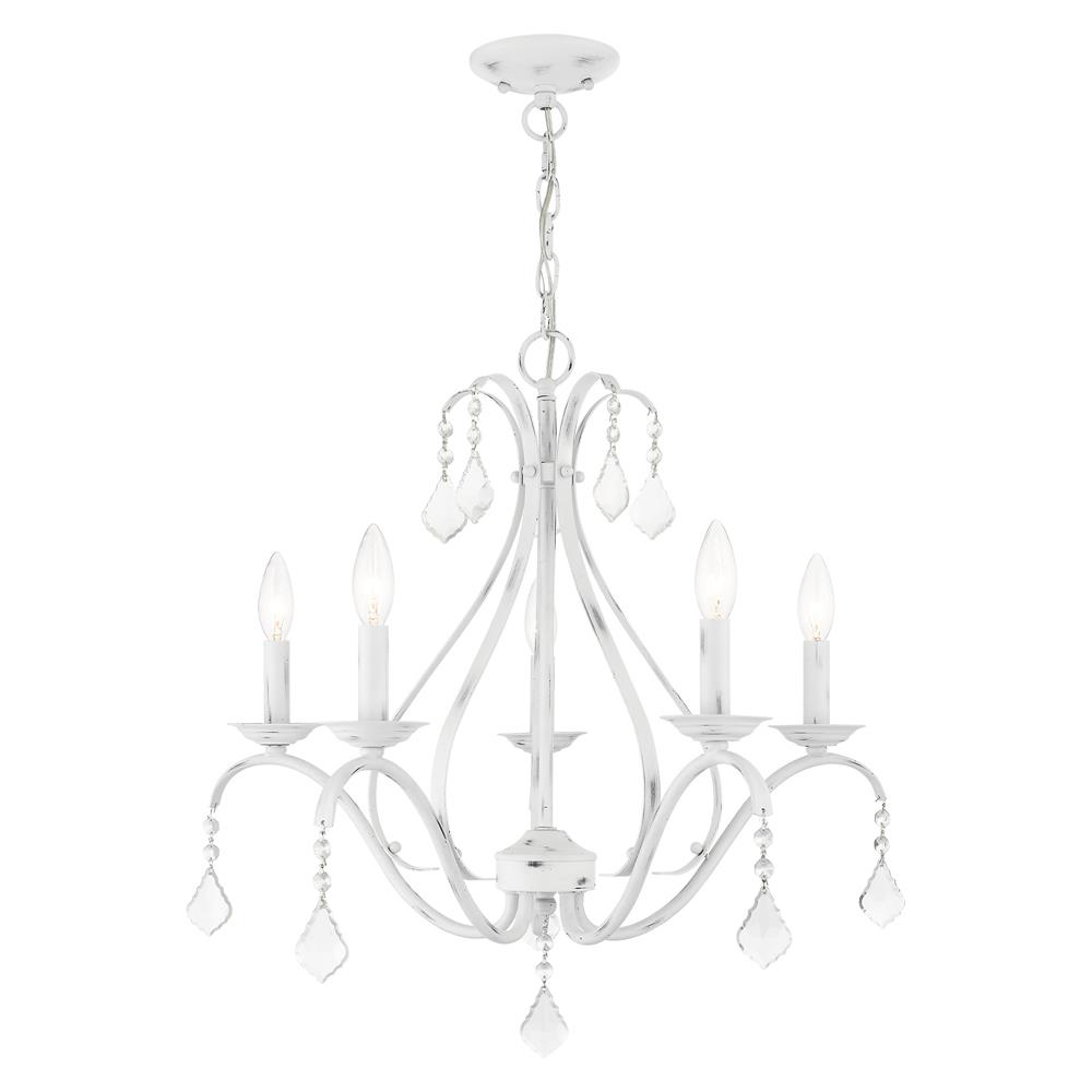 Livex Lighting 40845-60 Caterina Chandelier in Antique White with Clear Crystals