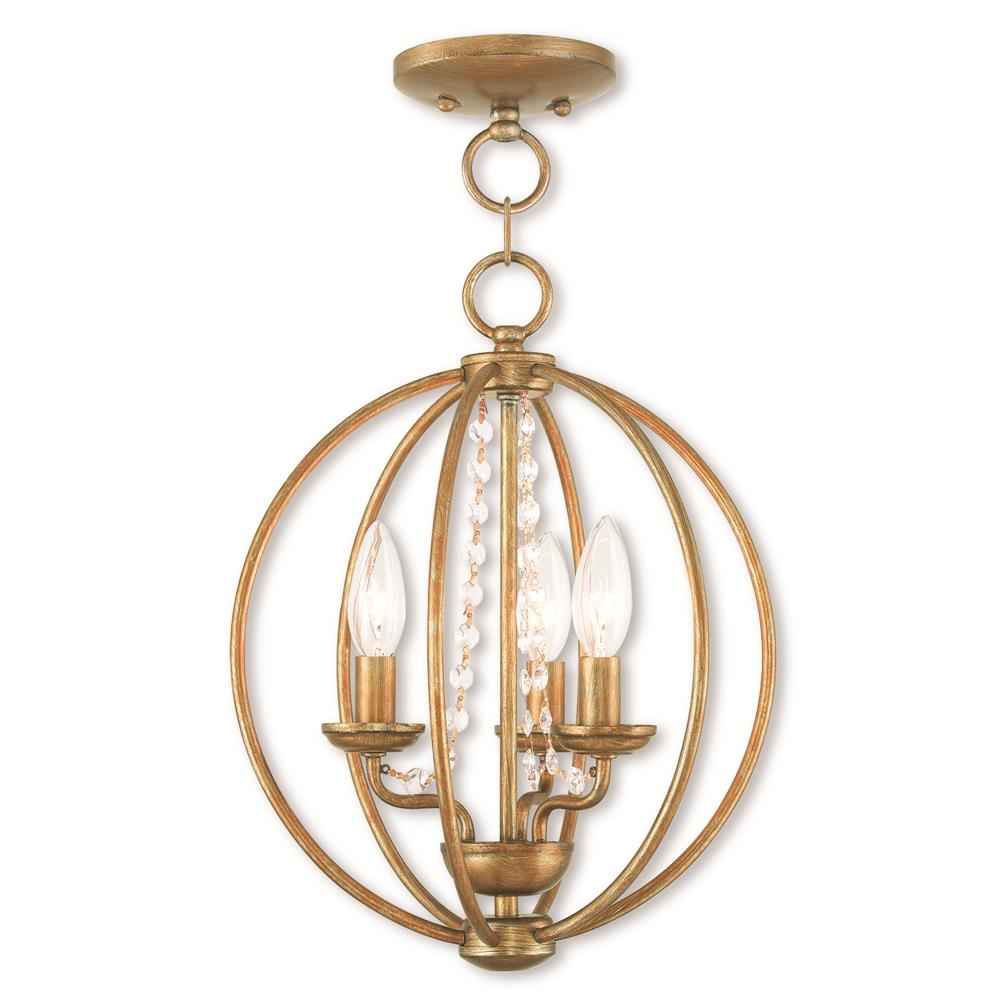 Livex Lighting 40913-48 Convertible Mini Chandelier/Ceiling Mount in Antique Gold Leaf