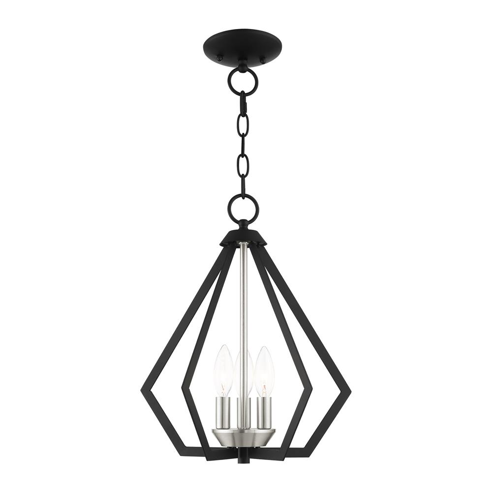 Livex Lighting 40923-04 Prism Convertible Semi Flush/Pendant in Black with Brushed Nickel Cluster