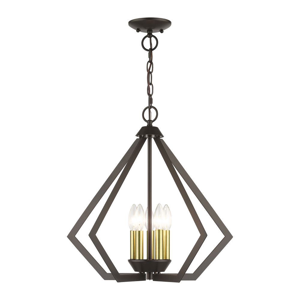 Livex Lighting 40925-92 5 Light English Bronze Chandelier with Antique Brass Finish Accents