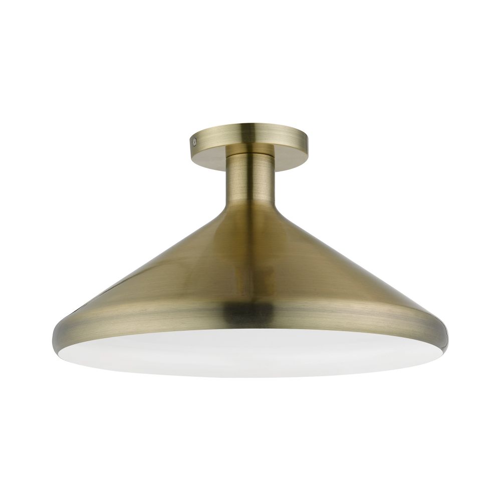 Livex Lighting 40950-01 1 Light Antique Brass Semi-Flush Mount