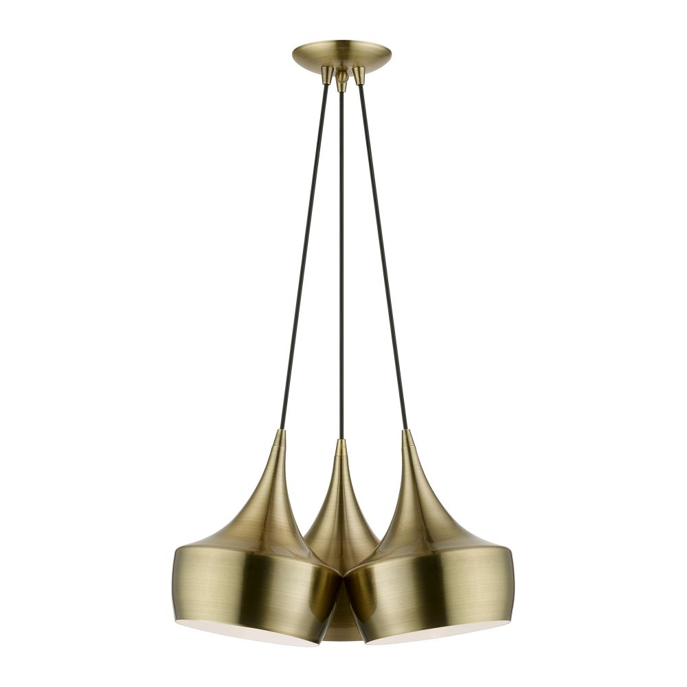 Livex Lighting 40993-01 3 Light Antique Brass Cluster Pendant