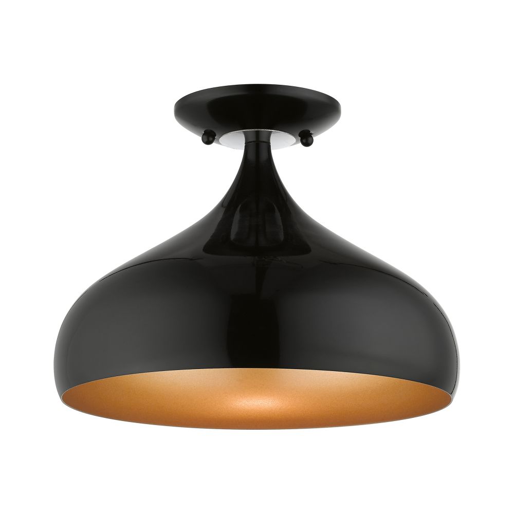 Livex Lighting 41050-68 1 Light Shiny Black Semi-Flush Mount
