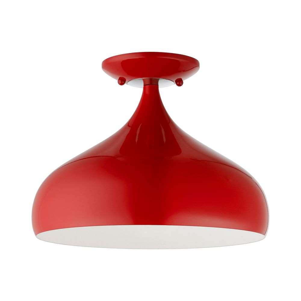 Livex Lighting 41050-72 1 Light Shiny Red Semi-Flush Mount