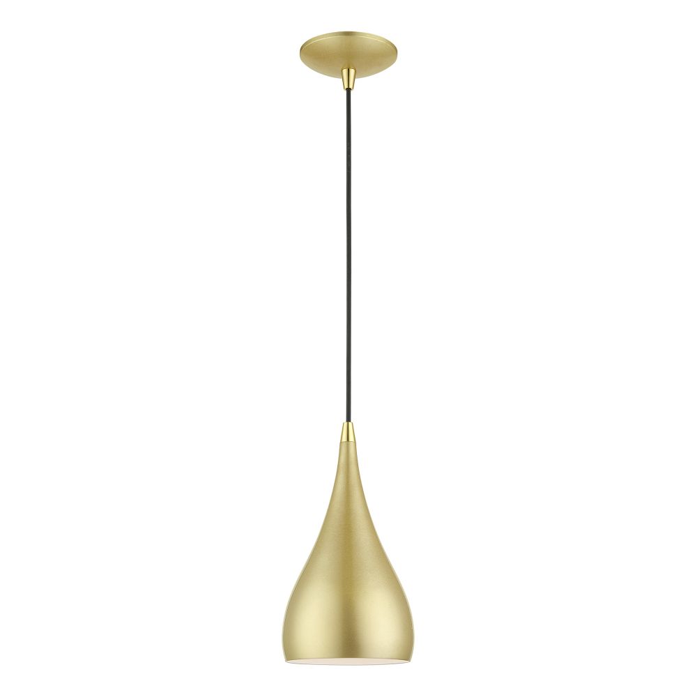Livex Lighting 41171-33 1 Light Soft Gold with Polished Brass Accents Mini Pendant