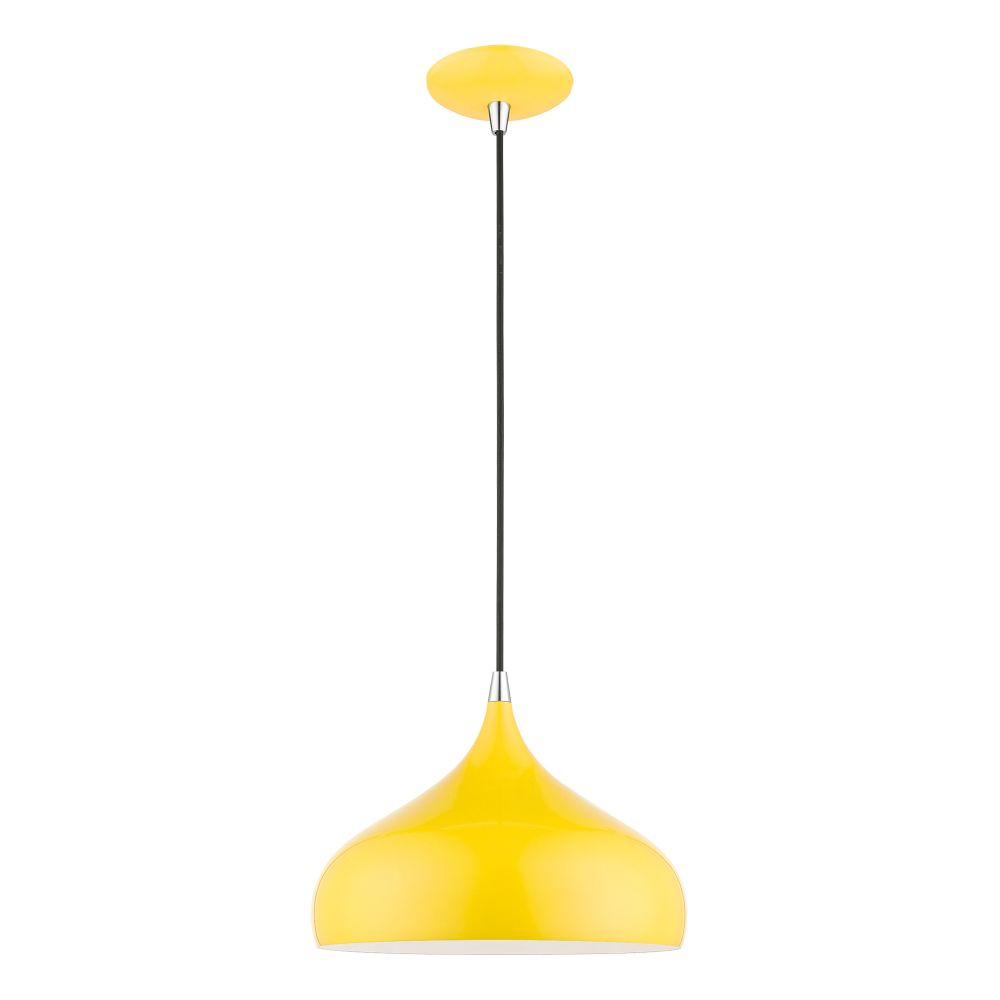 Livex Lighting 41172-82 1 Light Shiny Yellow with Polished Chrome Accents Pendant