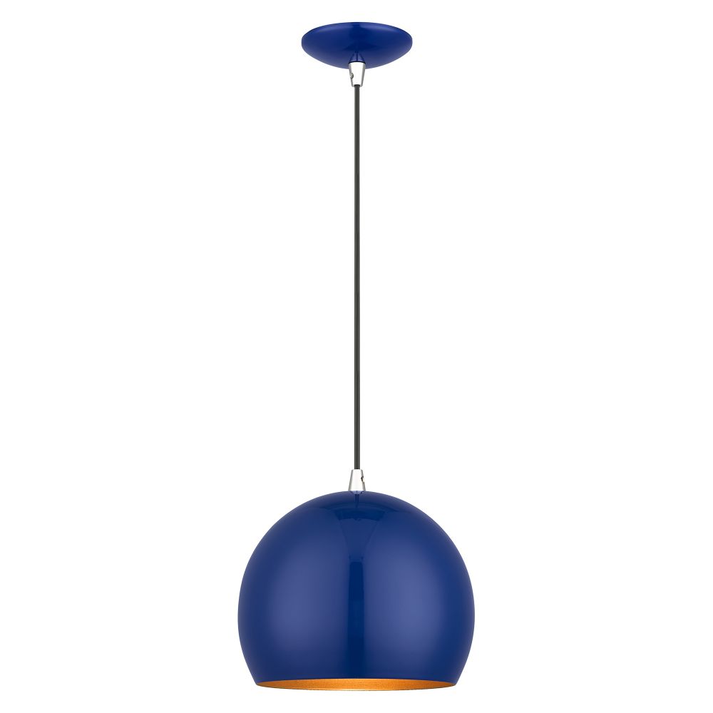 Livex Lighting 41181-37 1 Light Shiny Cobalt Blue Globe Pendant