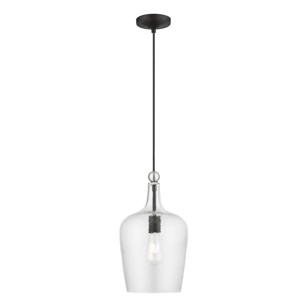 Livex Lighting 41237-04 1 Light Black with Brushed Nickel Accent Single Pendant