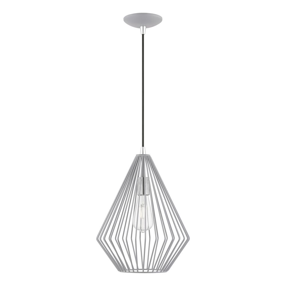 Livex Lighting 41325-80 1 Light Nordic Gray with Polished Chrome Accents Pendant