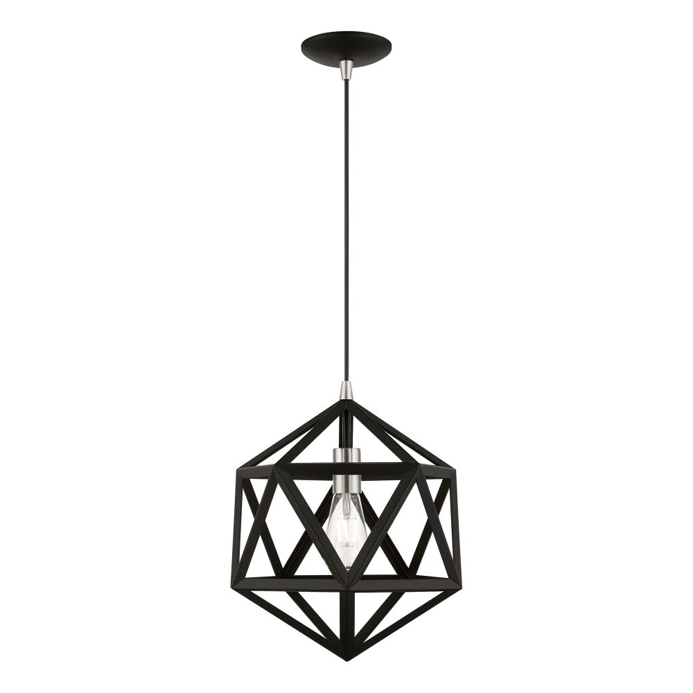 Livex Lighting 41328-04 1 Light Black with Brushed Nickel Accents Pendant