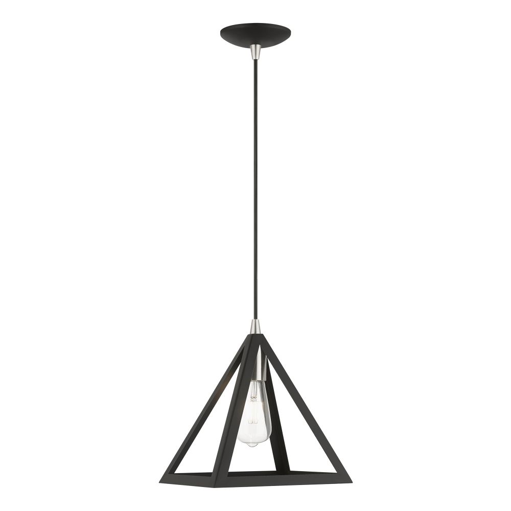 Livex Lighting 41329-04 1 Light Black with Brushed Nickel Accents Pendant