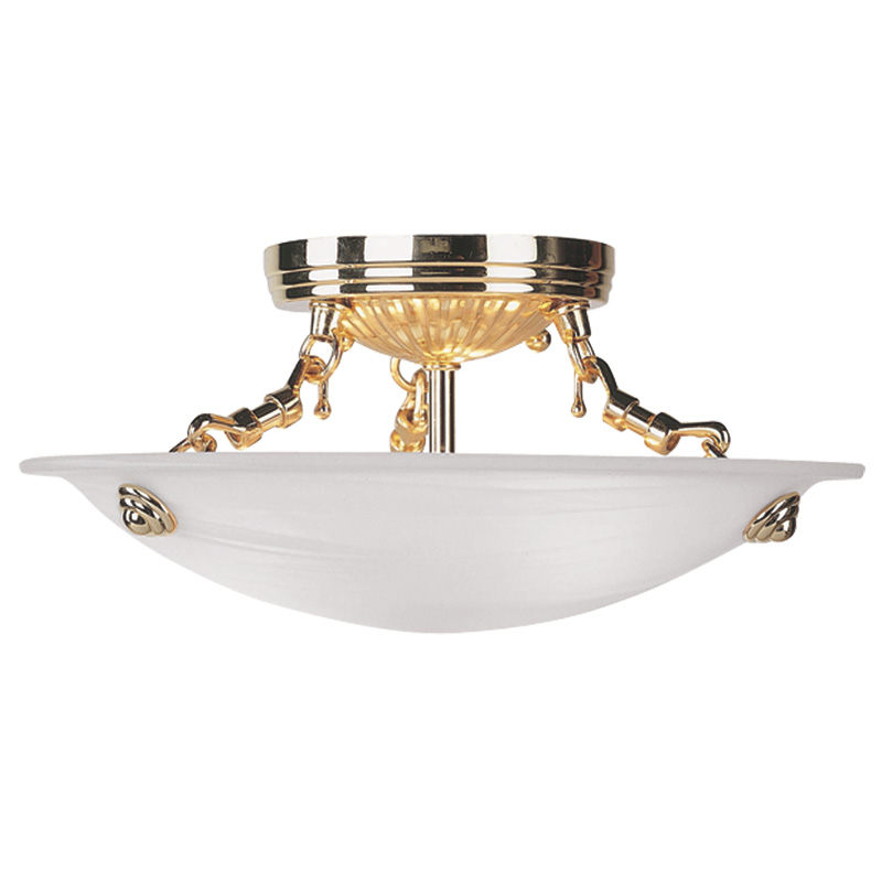 Livex Lighting 4272-02 Oasis Ceiling Mount in Polished Brass with White Alabaster Glass