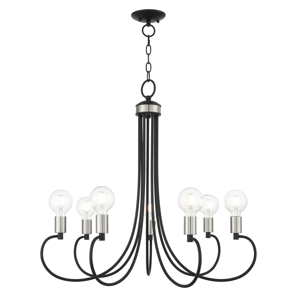 Livex Lighting 42927-04 Bari Chandelier in Black with Brushed Nickel Accents