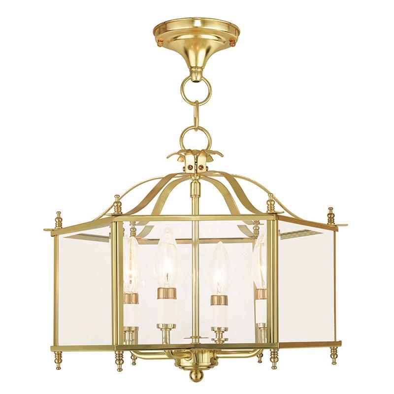 Livex Lighting 4398-02 Livingston 4 Light Convertible Chain Hang/Ceiling Mount in Polished Brass