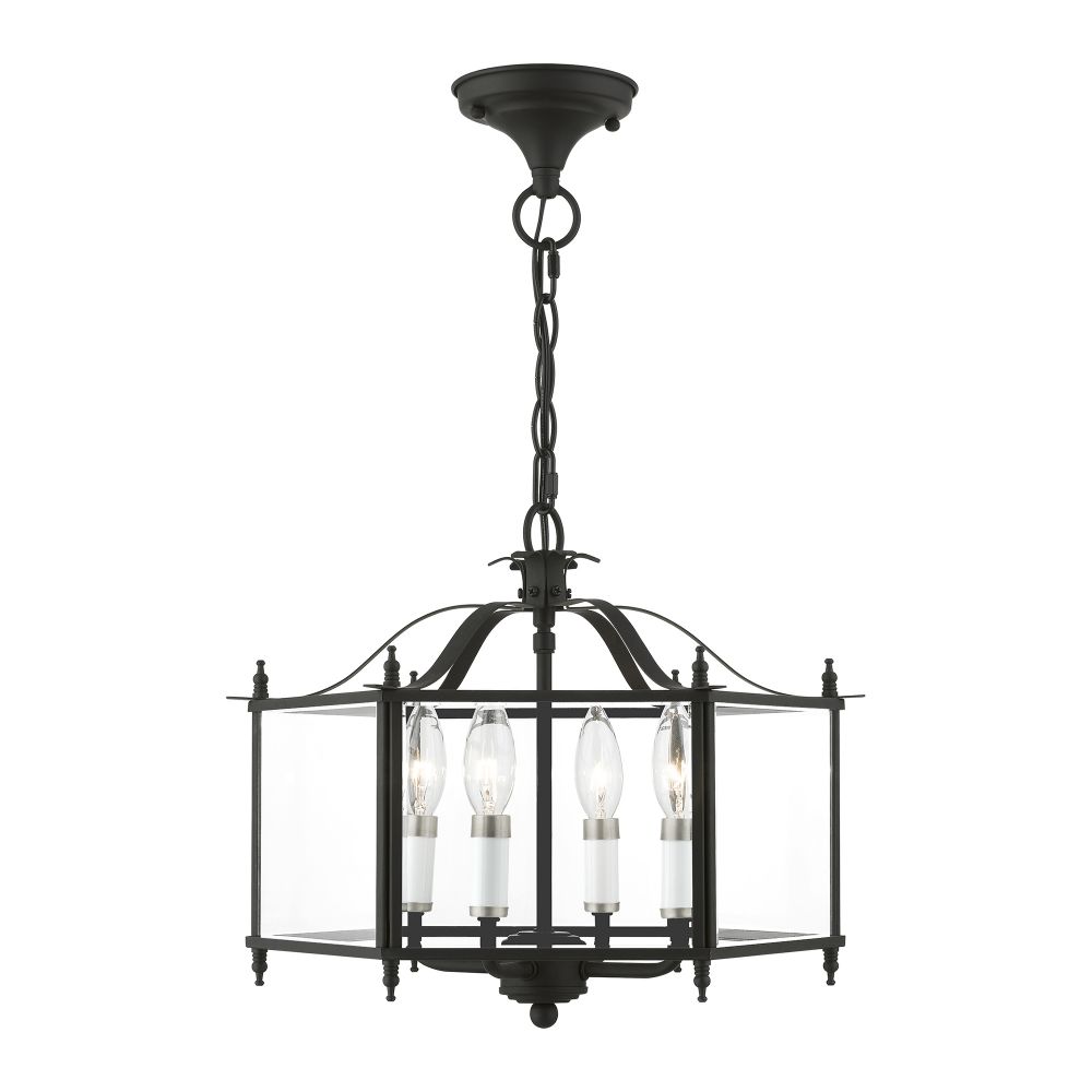 Livex Lighting 4398-04 4 Light Black with Brushed Nickel Accents Convertible Pendant / Semi-Flush
