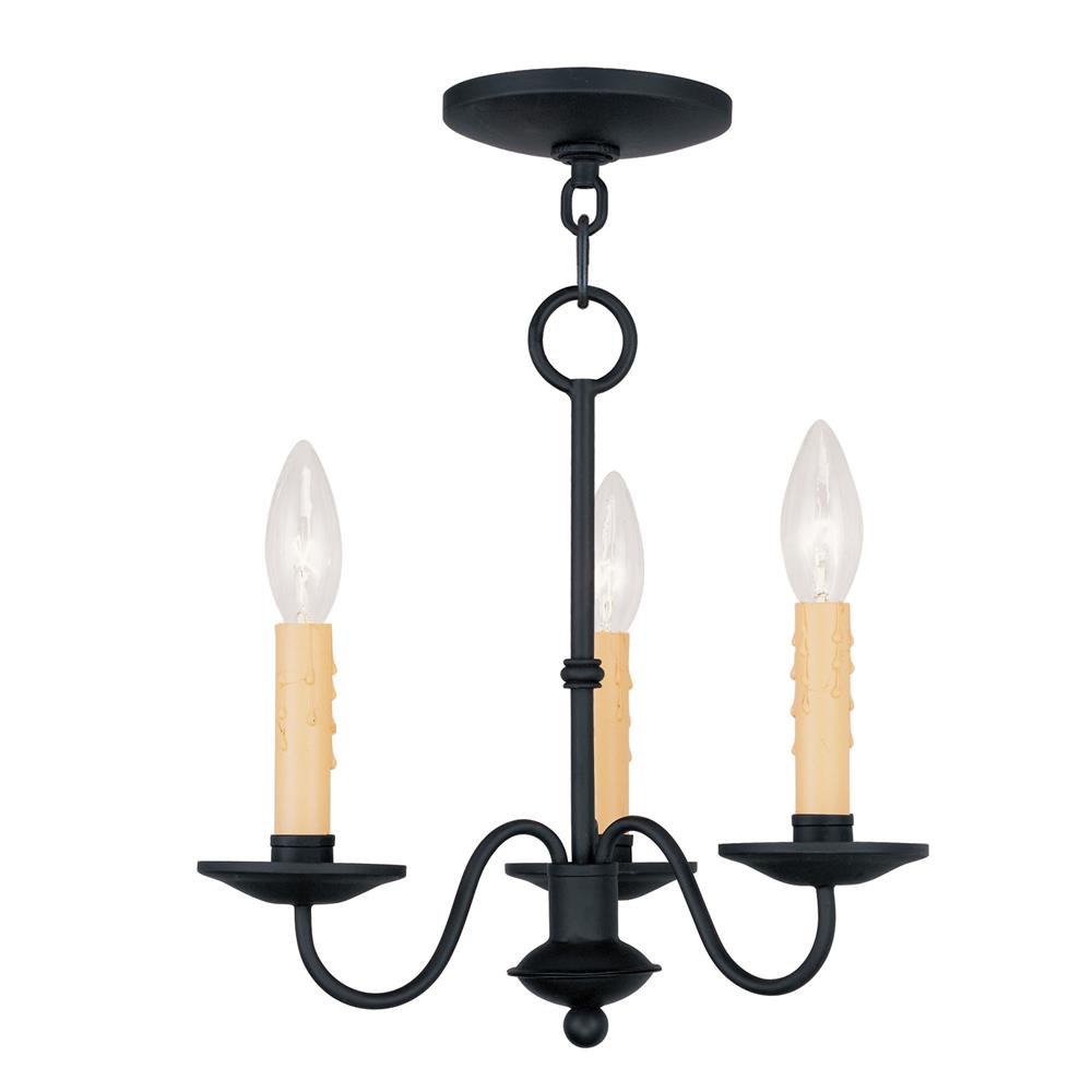 Livex Lighting 4463 Heritage 12 Inch Tall Mini 1 Tier Chandelier with 3 Lights in Black