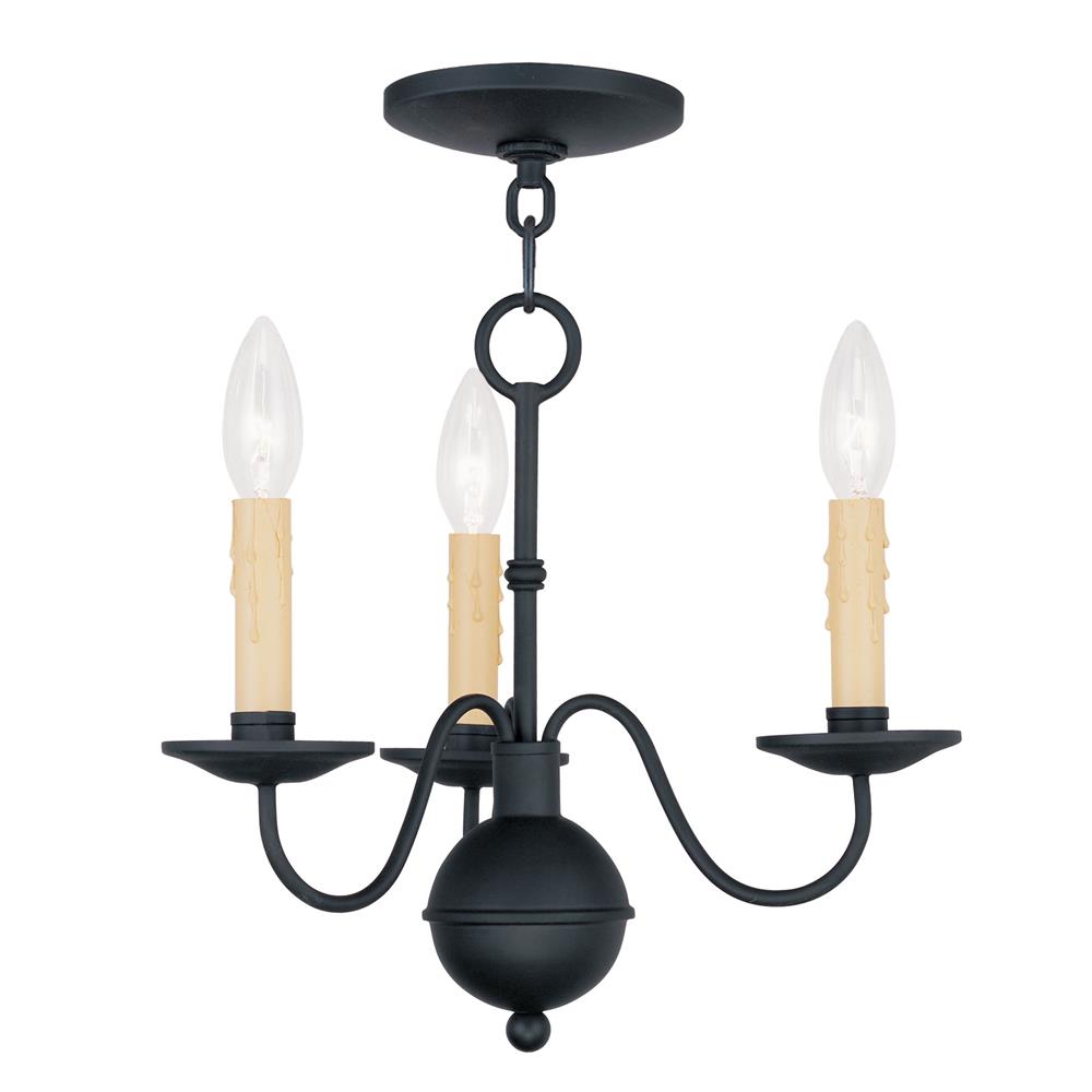 Livex Lighting 4493 Heritage 12.5 Inch Tall Mini 1 Tier Chandelier with 3 Lights in Black