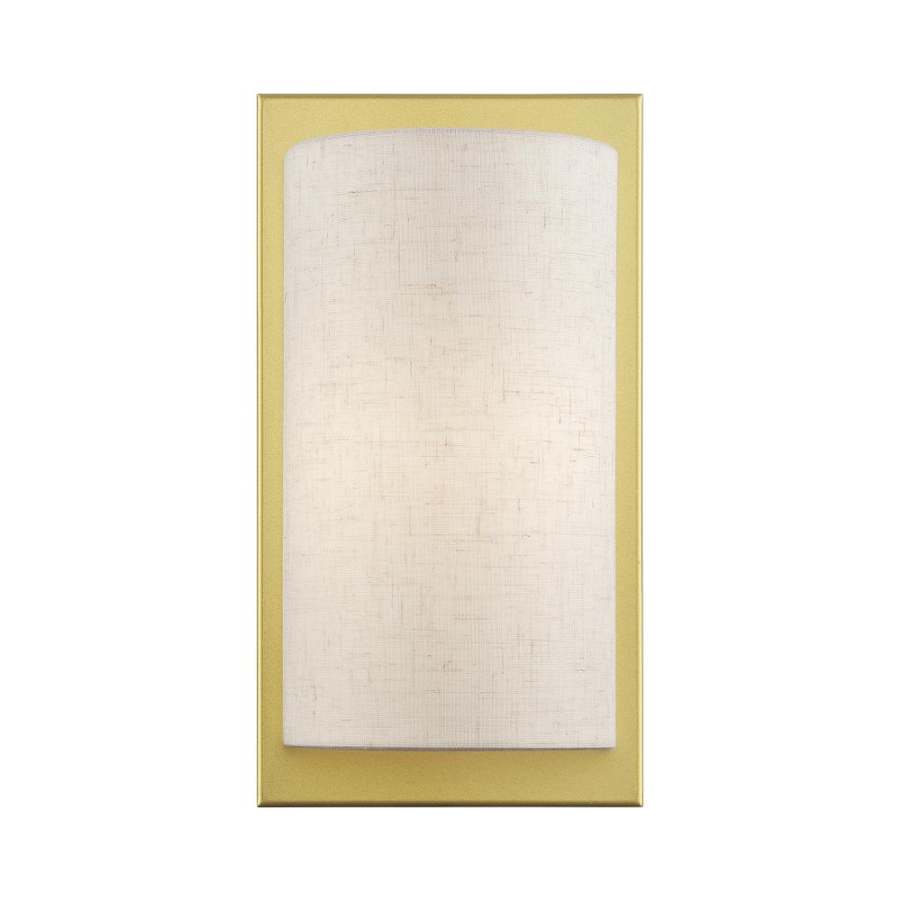 Livex Lighting 45230-33 1 Light Soft Gold ADA Sconce with Hand Crafted Oatmeal Fabric Shade