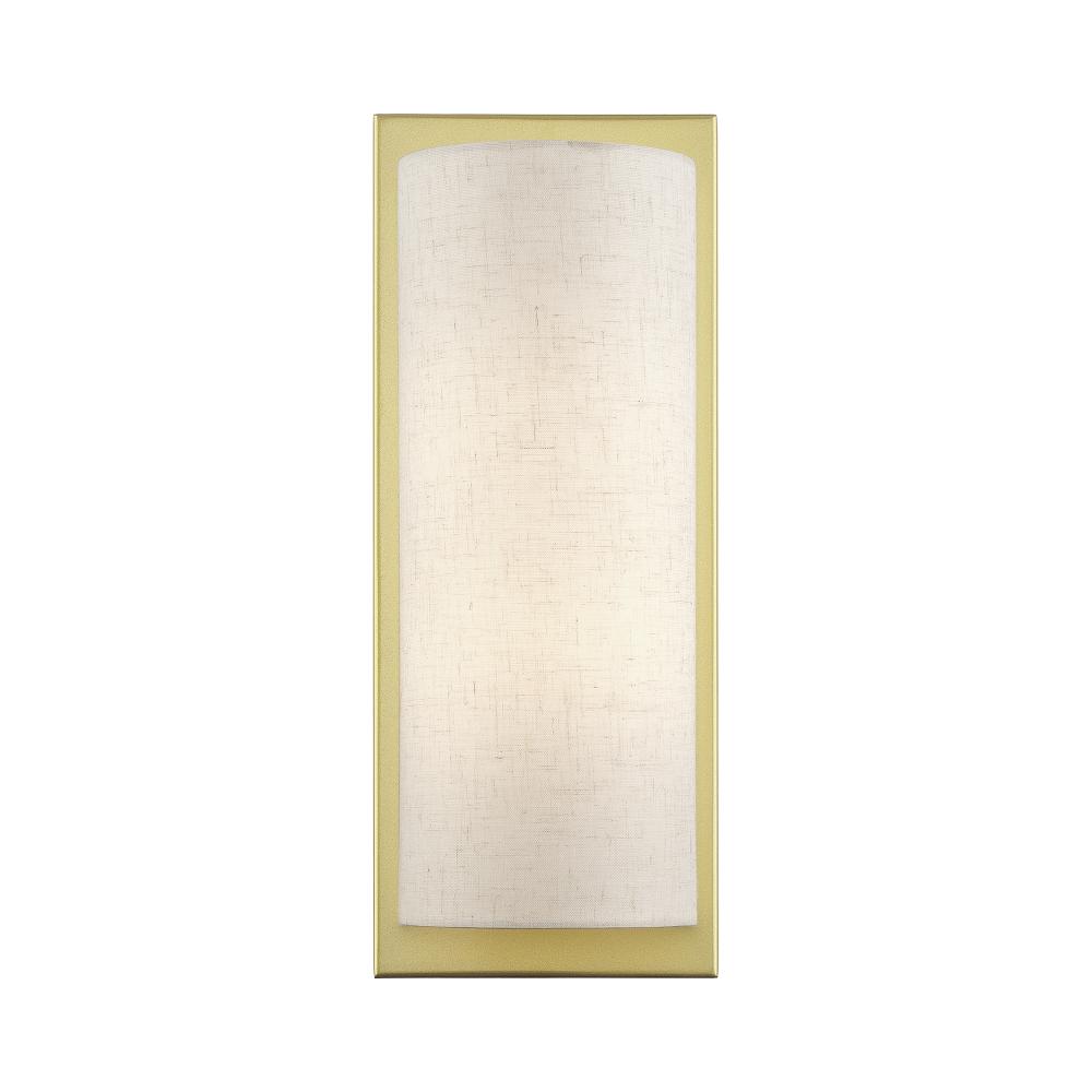 Livex Lighting 45231-33 1 Light Soft Gold Large ADA Sconce with Hand Crafted Oatmeal Fabric Shade