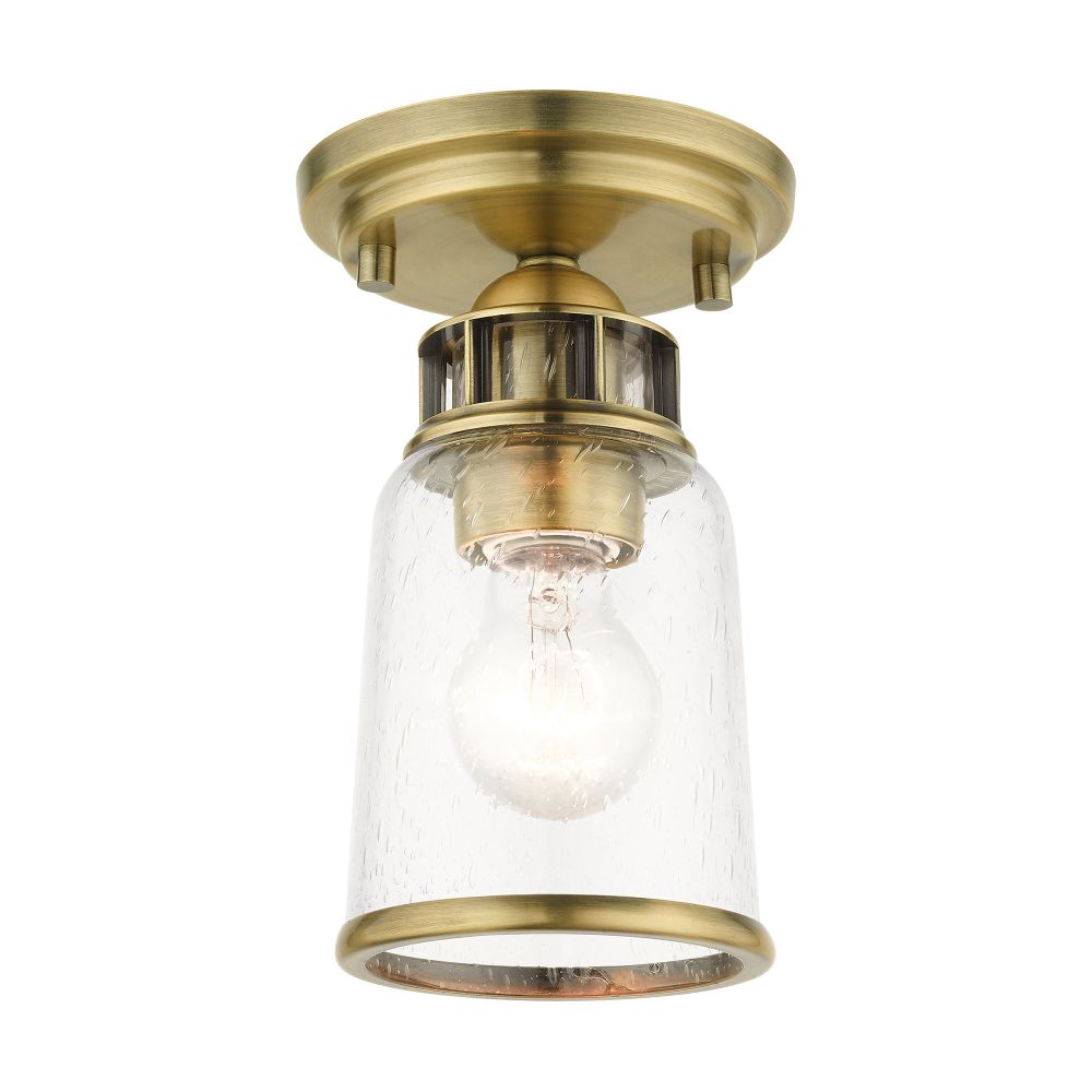 Livex Lighting 45501-01 Flush Mount in Antique Brass