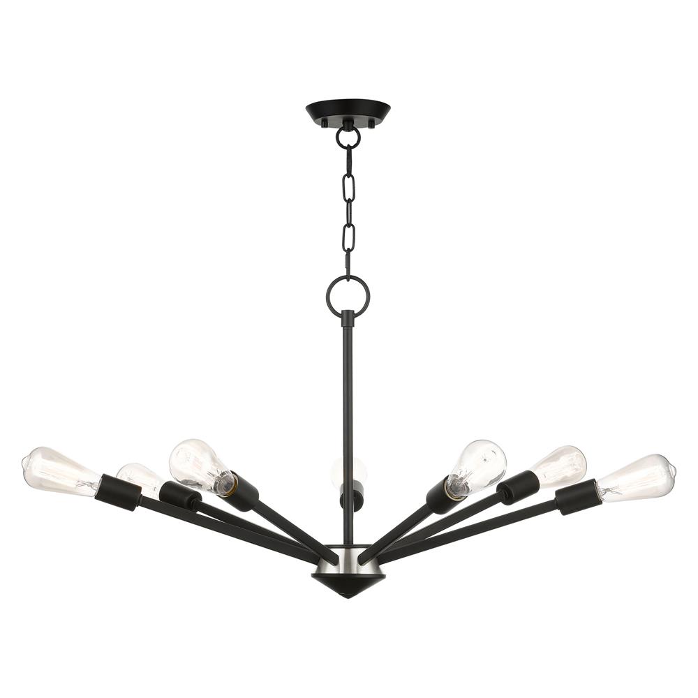 Livex Lighting 45837-04 Prague Chandelier in Black with Brushed Nickel Accents