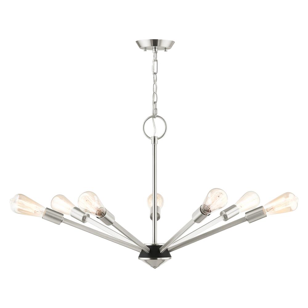 Livex Lighting 45837-91 Prague Chandelier in Brushed Nickel with Black Accents