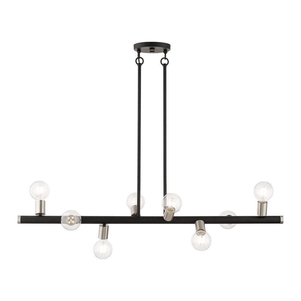 Livex Lighting 45868-04 8 Light Black Large Chandelier with Brushed Nickel Accents