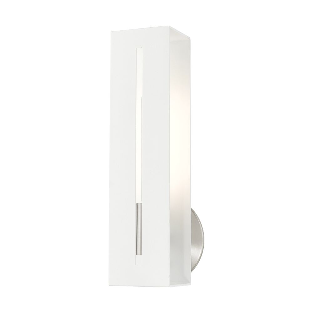 Livex Lighting 45953-13 ADA Singel Sconce in Textured White with Brushed Nickel Finish Accents