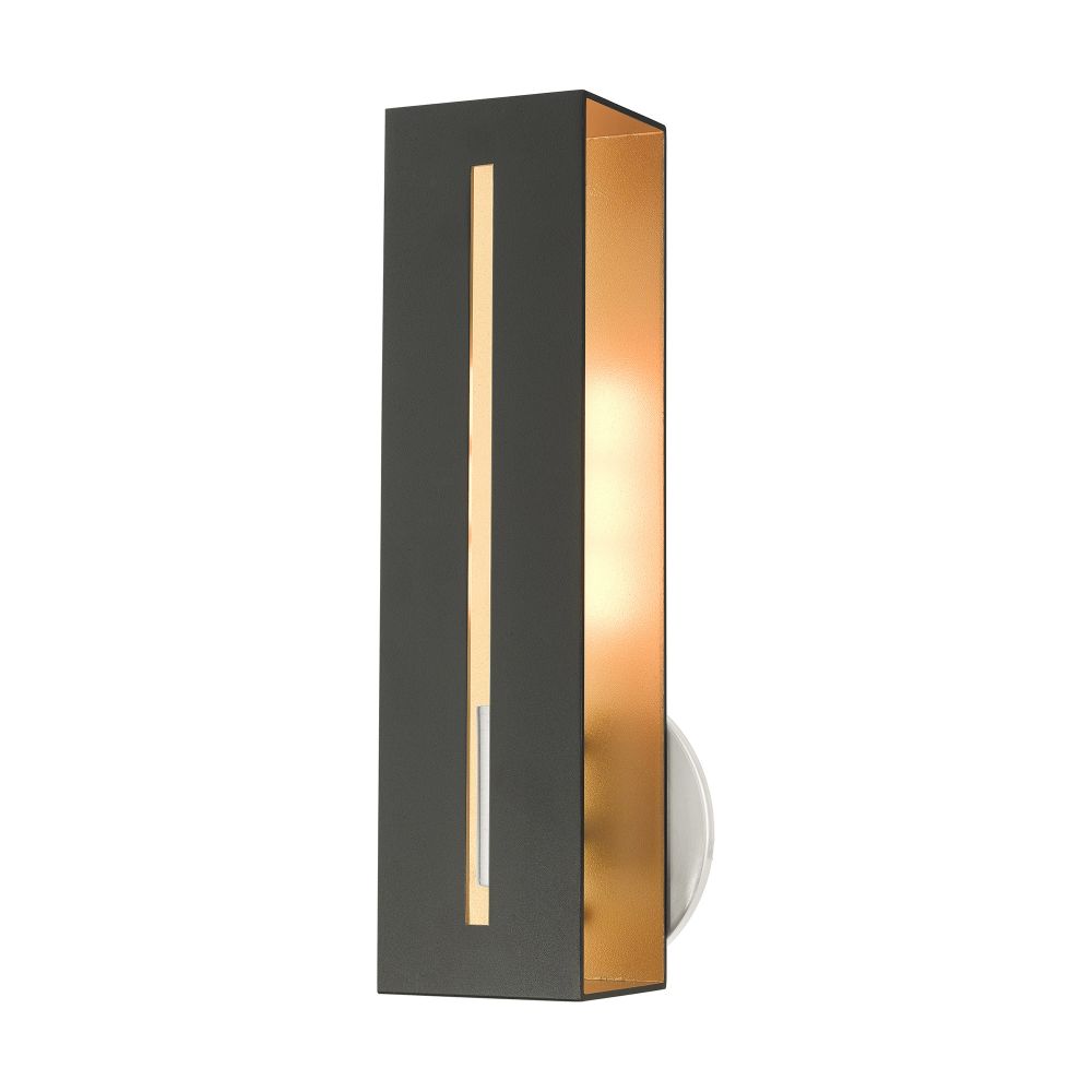 Livex Lighting 45953-14 ADA Singel Sconce in Textured Black with Brushed Nickel Accents