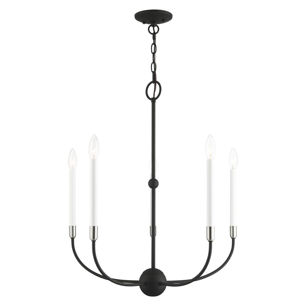 Livex Lighting 46065-04 Clairmont Chandelier in Black with Brushed Nickel Accents