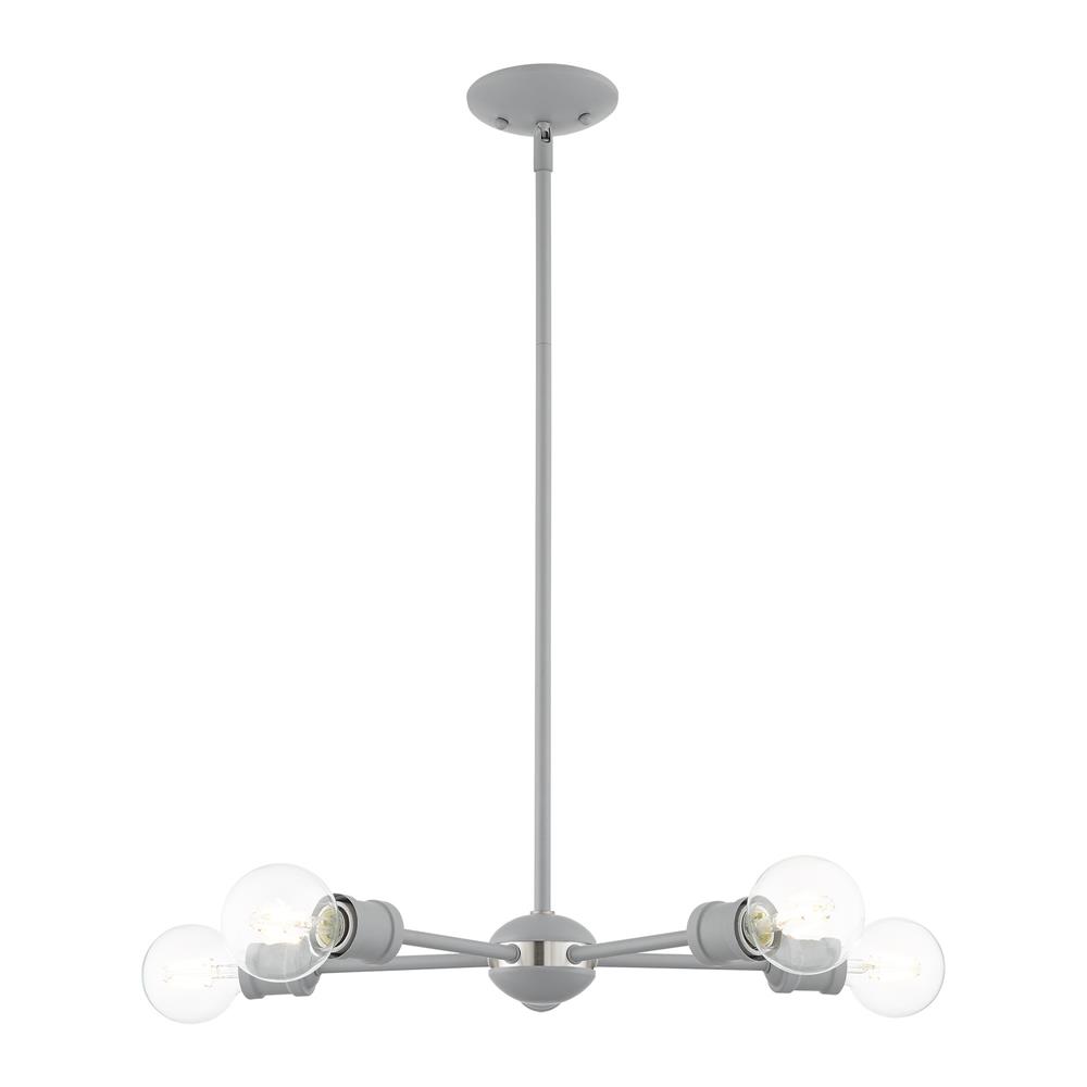 Livex Lighting 46135-80 Lansdale Chandelier in Nordic Gray with Brushed Nickel Accents