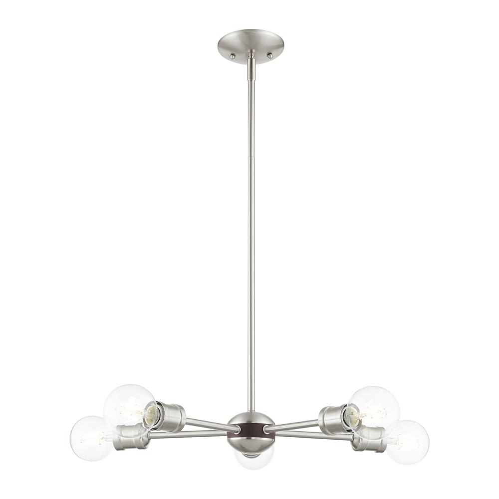 Livex Lighting 46135-91 Lansdale Chandelier in Brushed Nickel with Bronze Accents