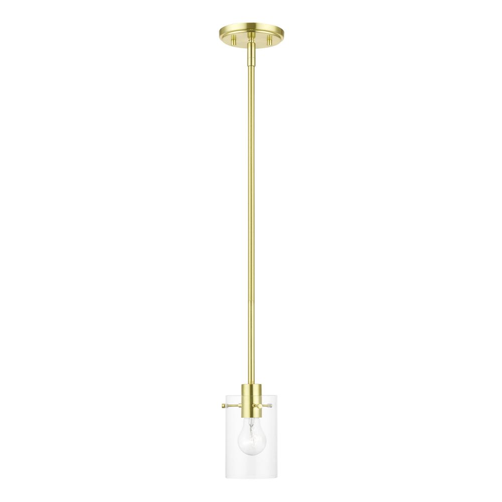 Livex Lighting 46151-12 1 Light Satin Brass Single Pendant