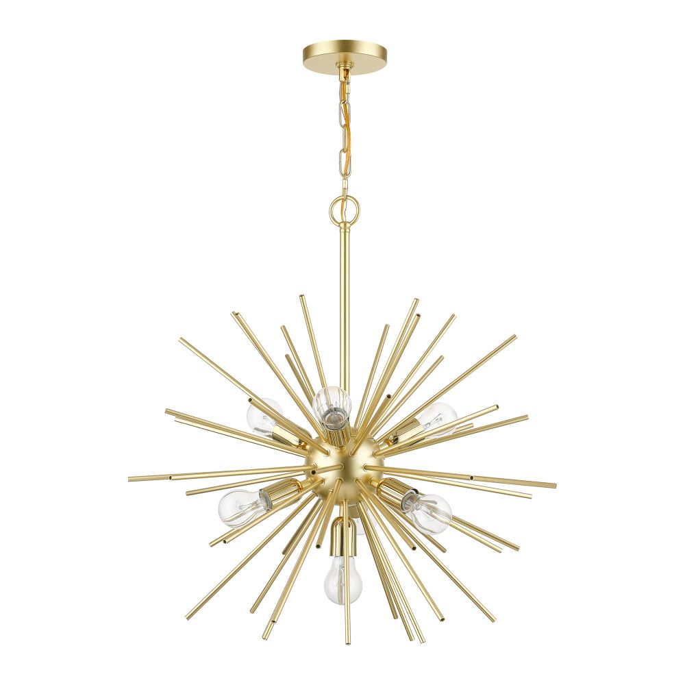 Livex Lighting 46175-33 7 Light Soft Gold with Polished Brass Accents Pendant Chandelier