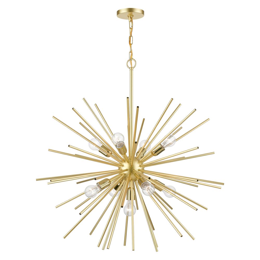 Livex Lighting 46176-33 9 Light Soft Gold with Polished Brass Accents Foyer Pendant Chandelier
