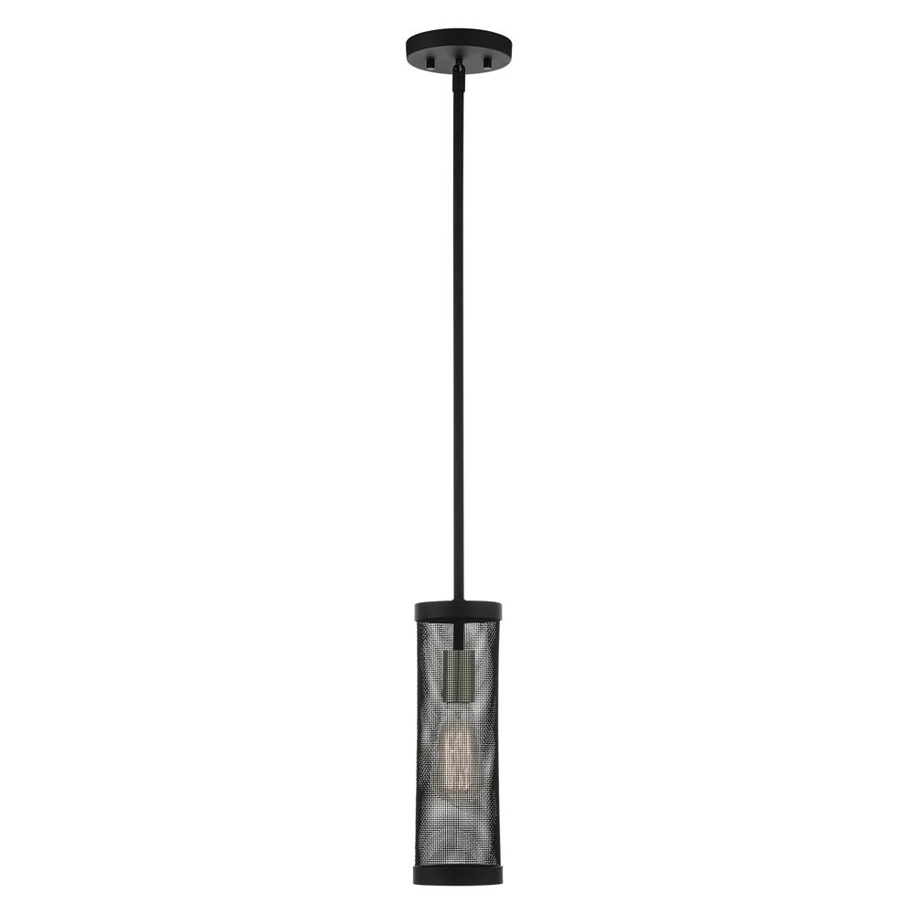 Livex Lighting 46211-04 Industro Pendant in Black with Brushed Nickel Accents