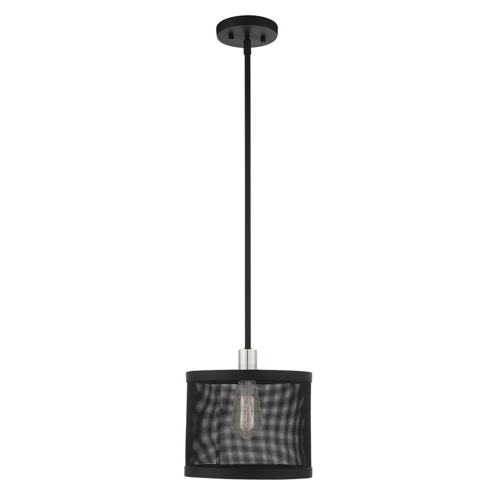 Livex Lighting 46212-04 Industro Pendant in Black with Brushed Nickel Accents