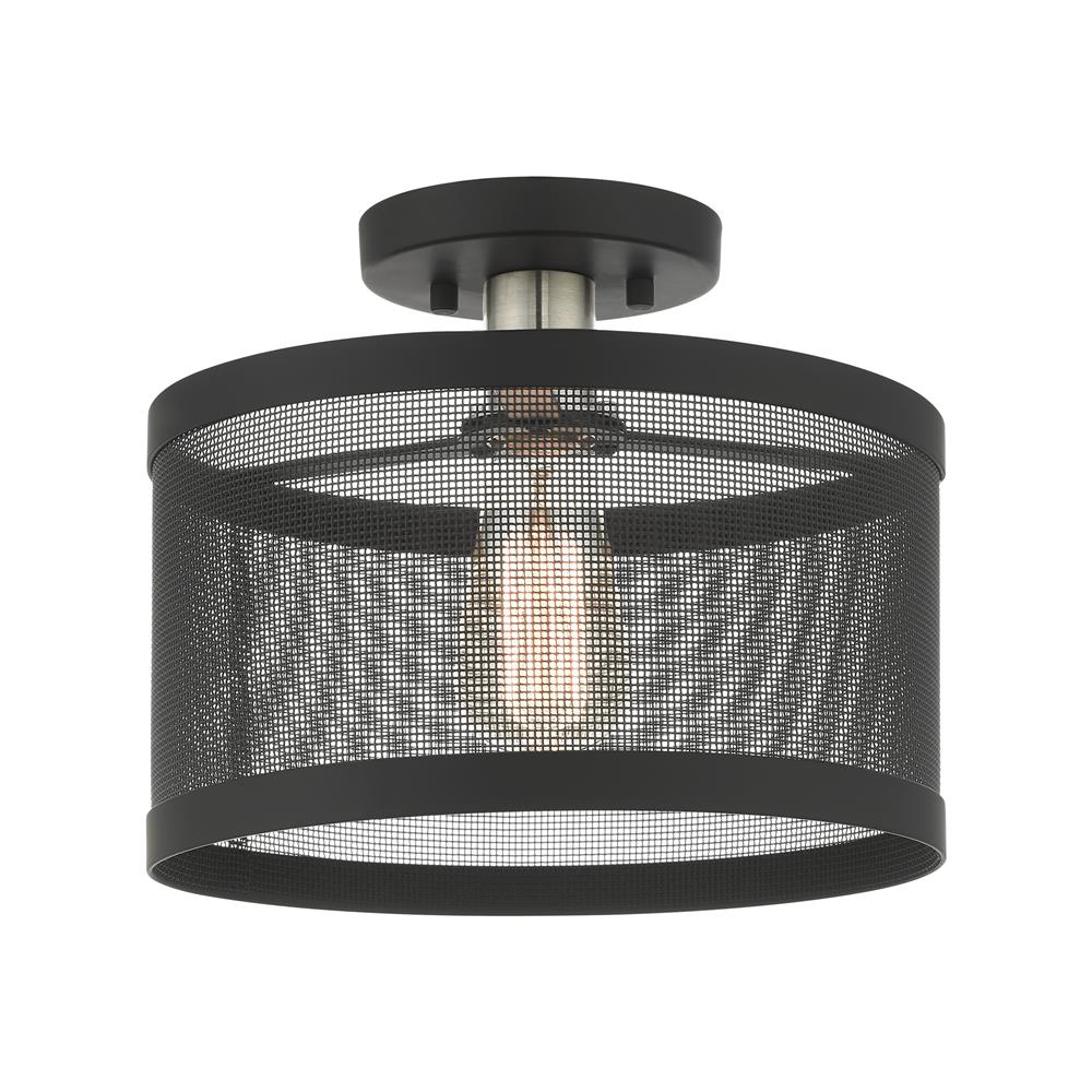 Livex Lighting 46216-04 Industro Semi Flush in Black with Brushed Nickel Accents