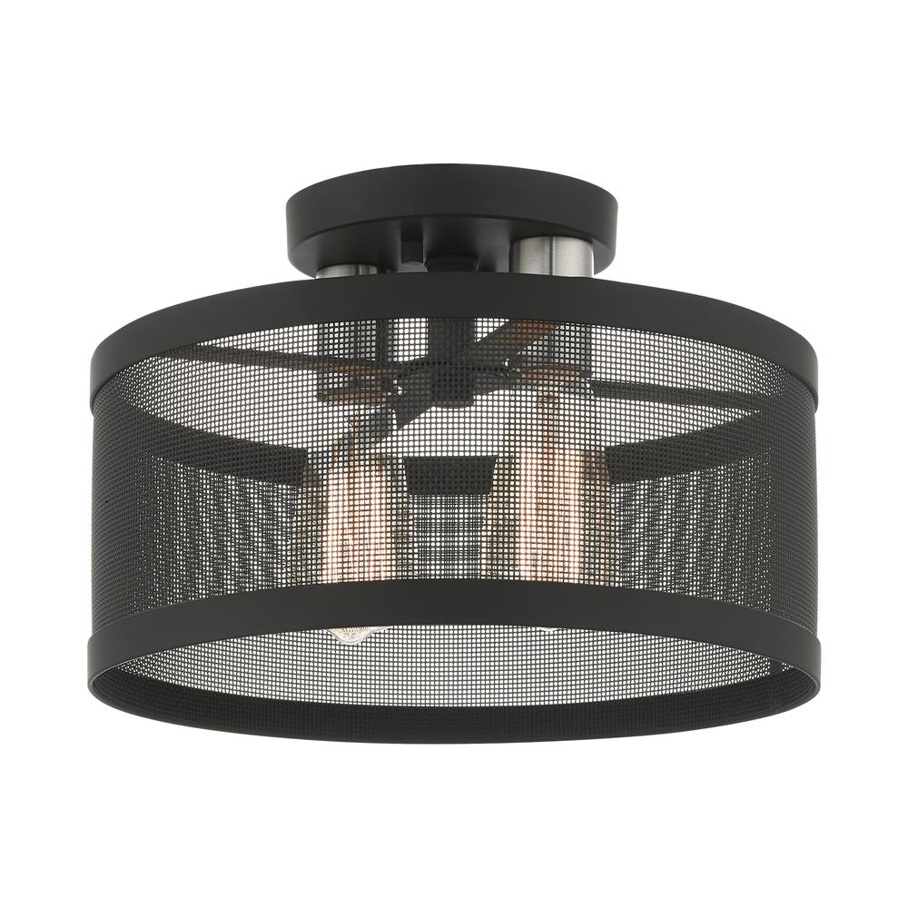 Livex Lighting 46217-04 Industro Semi Flush in Black with Brushed Nickel Accents