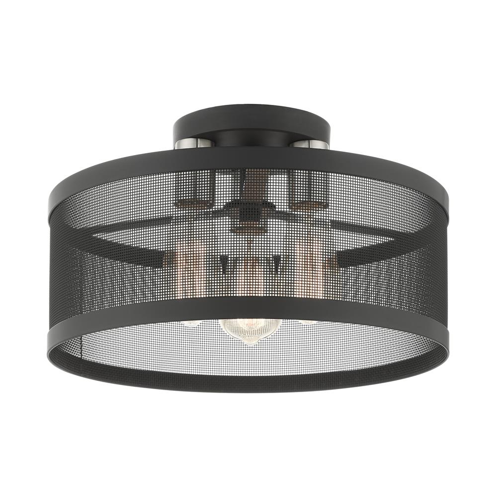 Livex Lighting 46218-04 Industro Semi Flush in Black with Brushed Nickel Accents