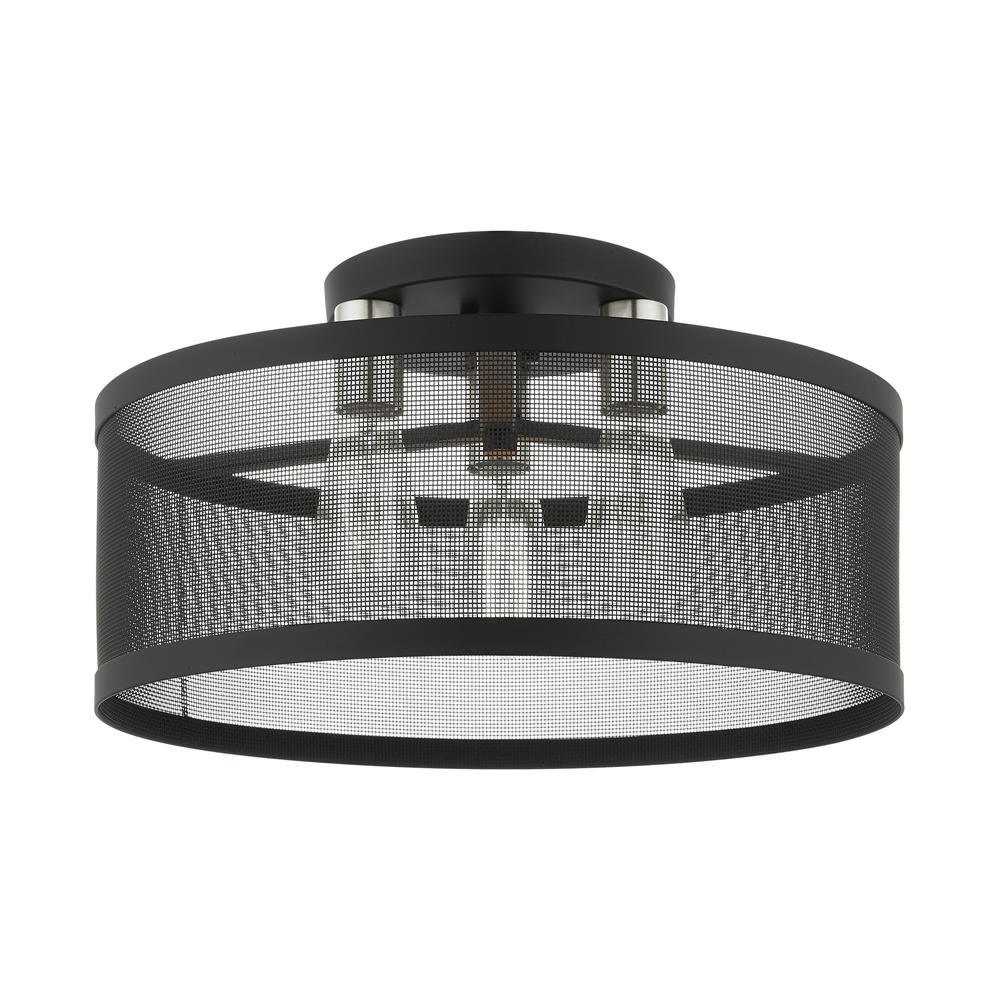 Livex Lighting 46219-04 Industro Semi Flush in Black with Brushed Nickel Accents